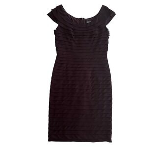 Adrianna Papell Womens 8 Brown Ruffle Tiered Pleated Cocktail Party Sheath Dress